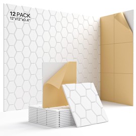 Sound Proof Foam Panels for Walls, Kuchoow Acoustic Panels Sound Absorbing, 12 Pack High Density Soundproof Wall Panels Self Adhesive Sound Dampening Panels Sound Absorbing Panel 12"×12"×0.4"