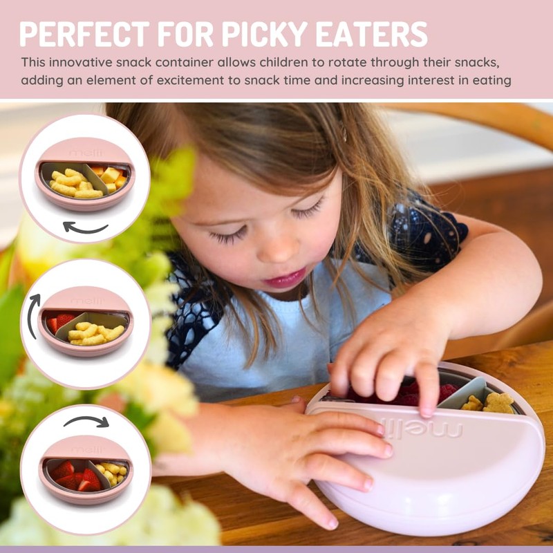 melii Spin Snack Container - BPA-Free, Dishwasher Safe Snack Container