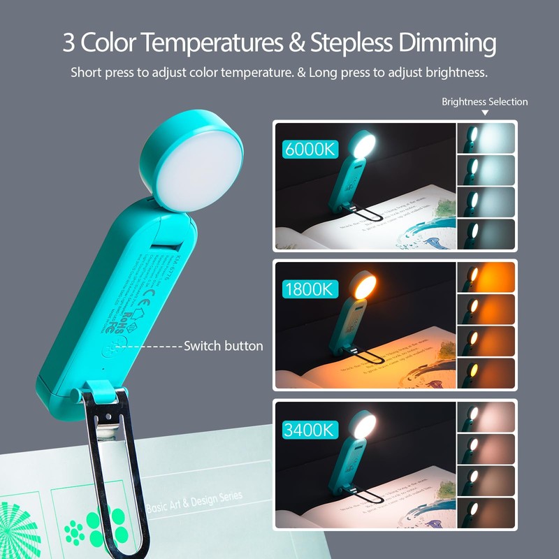 VAVOFO USB Rechargeable Book Light, Blue Light Blocking, Amber Light