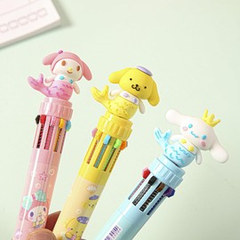 6Pcs of 0.5mm Multicolor Ballpoint Pens, Ten Colors in One Retractable Mermaid Pattern Ballpoint Pen, Suitable for Office Back to School Supplies Students and Children Gift…