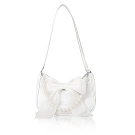 White Handbags for Women, Bow White Bags for Women Wedding, Small Handbags Womens, Mini Handbag Beautiful and Durable Suitable for Work Dating Parties and Travel