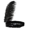 Roaring 20's Black Sequined Showgirl Flapper Headband with Feather
