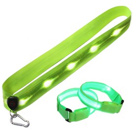 DRESBE Reflective Vest Gear Unisex Warning Vests Adjustable Laser Safety Band for Night Running Cycling Jogging Walking (Fluorescent Green-LED Sash Armbands)