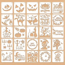 25Pcs Halloween Stencils for Painting, Pumpkin Stencils 6×6 Inch