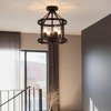 Black Flush Mount Ceiling Light Fixture, 4-Light Farmhouse Semi Flush