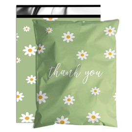 Thank You Poly Mailer 10x13 Inch 100 Pcs, Waterproof and Tear-Resistant Shipping Bags for Clothing, Cute Mailing Bags with Self-Seal, Chrysanthemum Printed Packaging Bags for Small Business