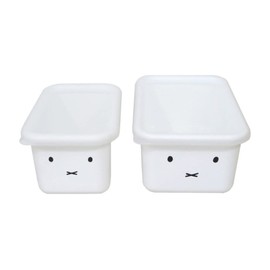 Fuji Horo Deep Square Container, Storage Container, Set of 2, White, Miffy Face Design