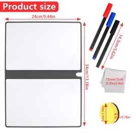 bssmmai Mini Whiteboard A5 24 x 16.5 cm Double-Sided White Board Portable Wipe Clean Desktop Whiteboard Writing Board with 3 Colouring Pencils 1 Sponge and 1 Whiteboard Cloth for Home Office School