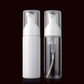 4 Pack, White,Transparent，50 ml Foaming Plastic Pump Bottle Soap Foam Dispenser - Refillable Portable Empty Foaming Hand Soap Suds Dispenser Bottle Mini Size Pressing Foam Type Travel Dispenser