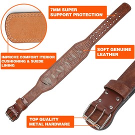 DALAYEA Weight Lifting Belt Gym Fitness, Cowhide Leather, 4” Padded Lumbar Back Support,10 Adjustable Holes,Heavy Duty Workout Training Strength Training Fitness,Men Women(Brown-S)