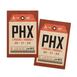 Phoenix, Arizona, PHX, Luggage Tag (4x6 Birch Wood Postcards, 2-Pack Stationary, Rustic Home Wall Decor)