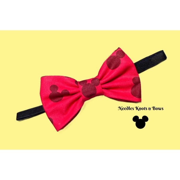 Handmade Red Mickey Mouse Pre Tied Bow Tie Adjustable, Cartoon
