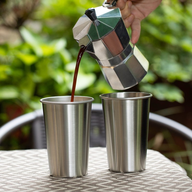SMLIXE 8 Pack 16oz Stainless Steel Pint Cup,Healthy Unbreakable and