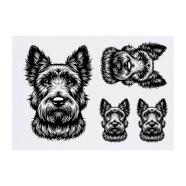 4 x 'Scottish Terrier' Temporary Tattoos - Water Resistant, Skin-Safe, Non-Toxic Transfers, Mixed Sizes (TO00075984)