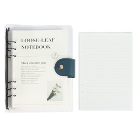 MultiBey A5 Clear Binder Notebook Cover, Black 6-Ring With 90 Sheets Lined Inner Papers, Planner Budget With Snap Closure (Black)