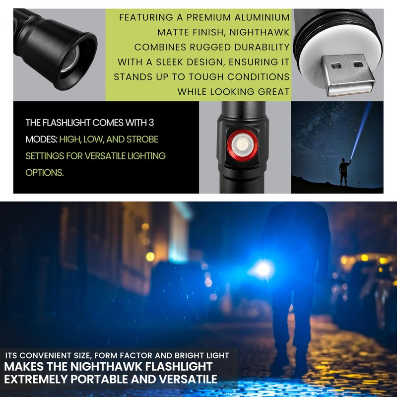 Power By GoGreen Nighthawk LED Flashlight – 700 Lumens, Rechargeable