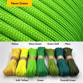 EdcX Paracord 4 mm, 35+ Solid Colours (15 m, 30 m, 50 m, 100 m, 300 m), Ideal for Crafts, Camping, Outdoor, 100% Nylon Rope, 4 mm, Tactical Cord 550, Type III (Neon Green, 15 m)