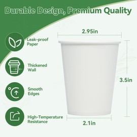 Kuerqi Disposable Cups, 200 Pack 8 Oz Paper Cups, Disposable Coffee Cups 8 Oz, Hot Cups Tea Cups Water Cups for Home Office Travel Party