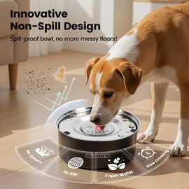 IDOGCHEW Water Bowl for Dog Non Spill 3L Pet Water Bowl for Dogs Large Capacity Slow Drink Splash Proof Floating Bowl Mess Free Non Slip for Vehicle Carried Dog Dogs Puppy