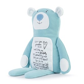 DEMDACO Poetic Threads Wonderfully Made Blue and White 21 x 15 Inch Stuffed Plush Animal Bear Blue