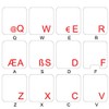 4Keyboard Turkish Q Keyboard Stickers with RED Lettering ON Transparent