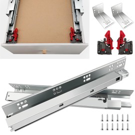4Pair 8PCS Undermout Drawer Slides 12 15 18 21 Inch Bottom Mount Soft Close Drawer Slides Full Extension Concealed Drawer Rails/Mounting Screws,Locking Device and Brackets,80 LB Load Capacity 15"