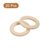 sourcing map 20Pcs 45mm(1.8-inch) Natural Wood Rings, 8mm Thick Smooth