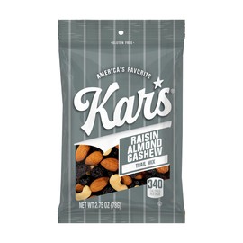 Kar’s Nuts Raisin Almond Cashew Trail Mix, 3 oz – Grab & Go Bags, Individual Snack Packs (Pack of 12), Gluten-Free Trail Mix Snack