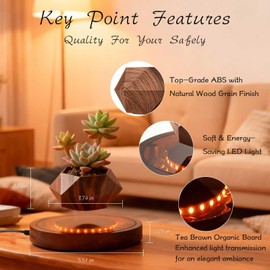 CENTRALEV Magnetic Levitating Plant Pot with LED Light, 360° Rotating Floating Planter for Succulents, Unique Gift for Christmas, Valentine Birthday Holiday, Modern Home Office Desk Decor