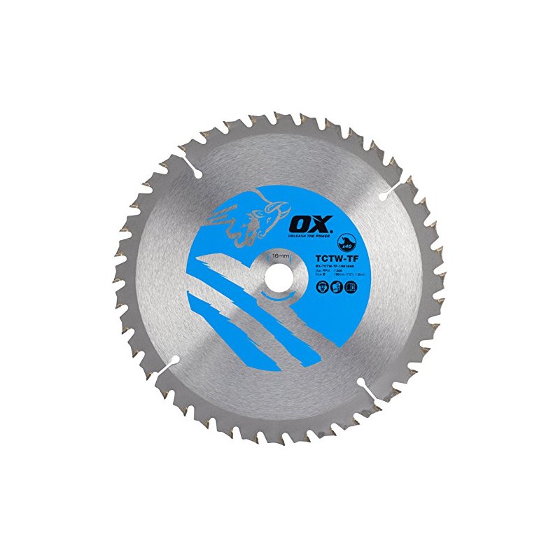 OX Wood Cutting Thin Kerf Circular Saw Blade 190/16mm, 40