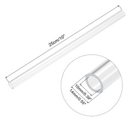 sourcing map Pack of 2 PVC transparent tubes, inner diameter 10 mm, diameter 14 mm, length 250 mm, acrylic plastic tube for lamp making, floor lamps, furniture
