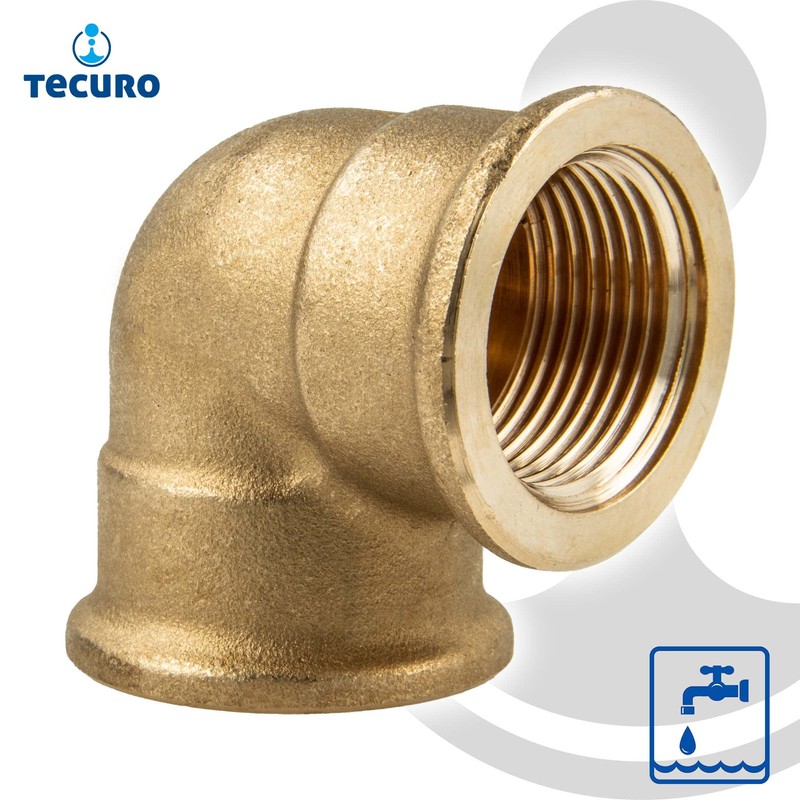 tecuro 90° Brass Angle with Internal Thread on Both Sides