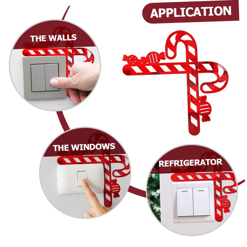 OSALADI 3D Cane Candy Stickers Christmas Window Decals Merry Christmas