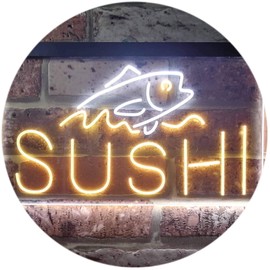 Sushi Fish Sashimi Restaurant Dual Colour LED Bar Light Neon Light Advertising Neon Sign White & Yellow 300 x 210 mm st6s32-i3334-wy