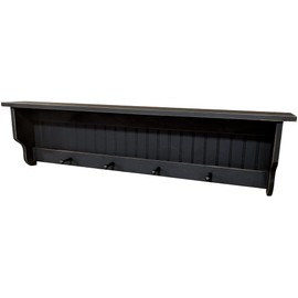 Sawdust City Pine Shelf with pegs - 4' Long (Old Black)