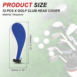 PATIKIL Golf Club Head Cover, 12 Pcs Number Golf Club Irons Covers Neoprene Driver Headcover Golf Lovers Gifts for Men Women, Navy Blue/White