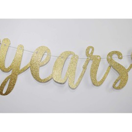 90 Years Blessed Banner, Funny Gold Glitter Sign for 90th Birthday/Wedding Anniversary Party Supplies Photo Props
