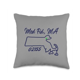 Med Fid MA 02155 Pride Clover Massachusetts Map Throw Pillow