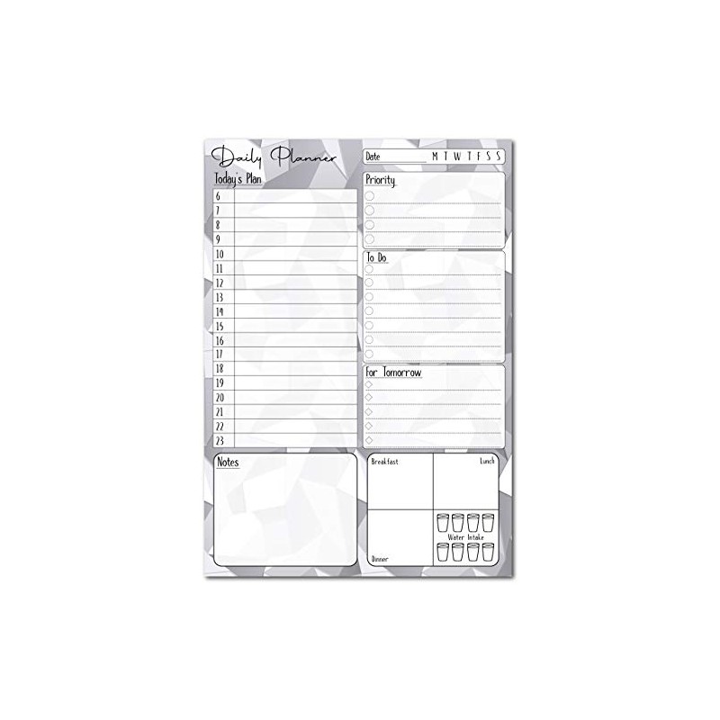 A5 Daily Planner 50 Sheet Note Pad with Schedule, Priority,