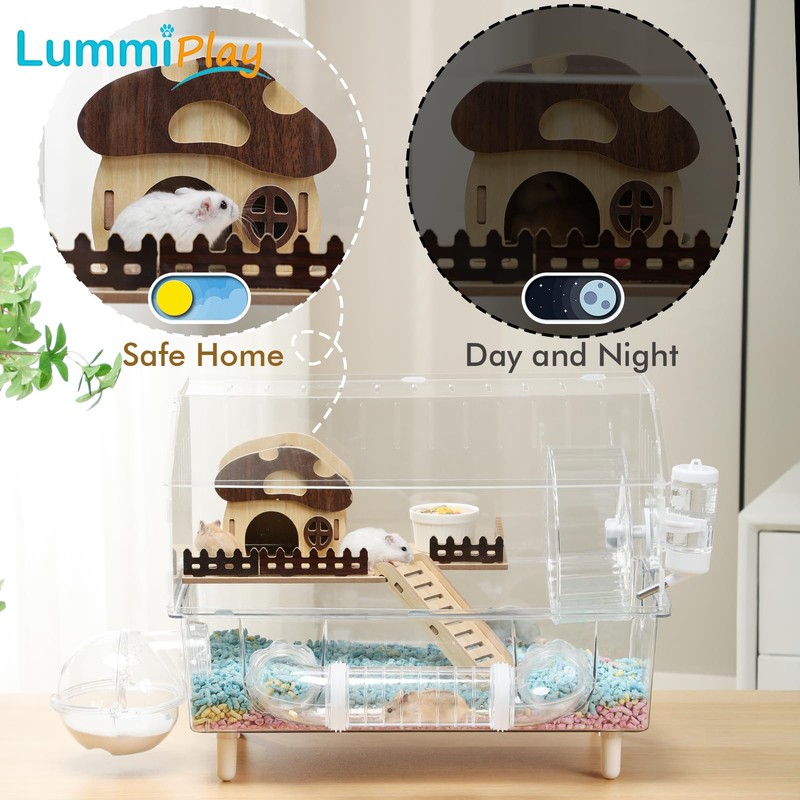 8 in 1 Acrylic Hamster Cage with all accessories,2-Layer Hamster