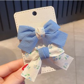 LVGPH Hairpin 2pcs Floral Printing Bow Hair Clips Mini Hair Bow Alligator Hair Clips Hair Accessories Bowknot Barrette Small Non-slip Bow Hair Clips Fashion Ponytail Barrettes School Wear Clips (c)