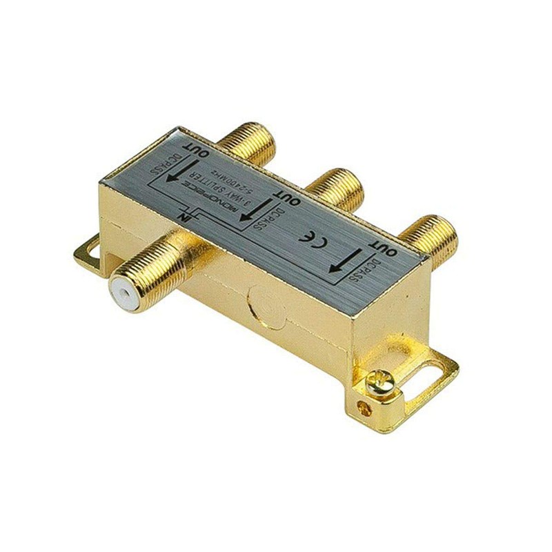 Monoprice Premium 3-Way Coax Cable Splitter - F-Type Screw, for