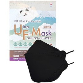Coolth Style Made in Japan Ultra Fit Mask 3D 3D Non-Woven Mask Easy to Breathe Individually Packaged High-Function Mask (Black, 30)