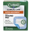 Curad Super Absorbent Wound Pad, Small, 3" x 3", 10