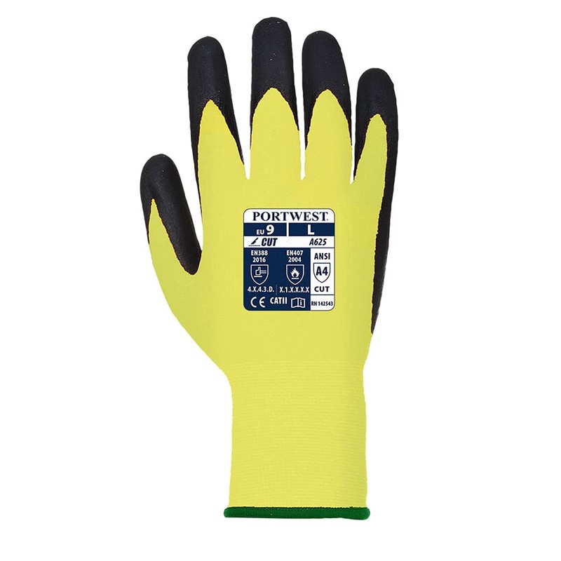 Portwest A625Y8RM Vis-Tex5 Cut Resistant Glove, Regular, Size: Medium, Yellow