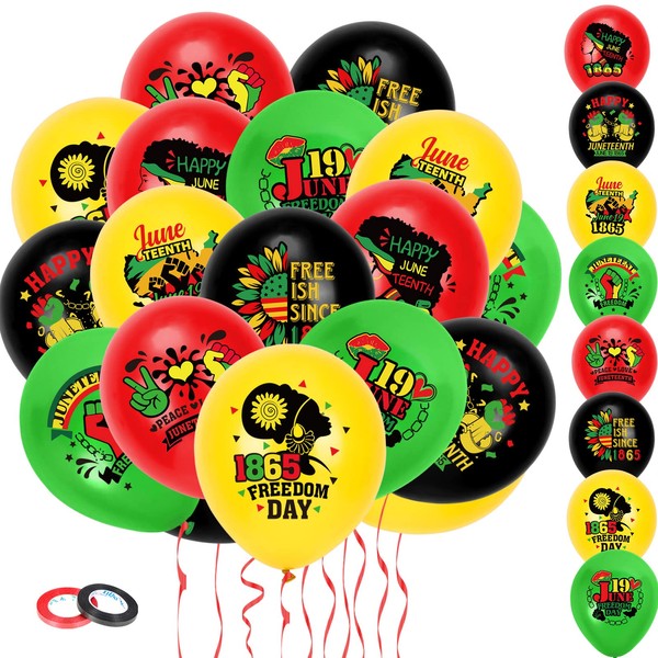 HOWAF 40Pcs Happy Juneteenth Party Balloons,African Afro American Freedom Day