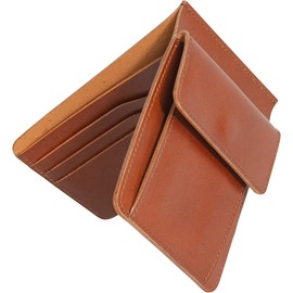 Dom Teporna Men's Wallet with Coin Purse, Thin, Lightweight, Genuine Leather, Italian Leather, dark brown