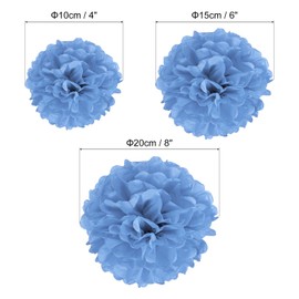 PATIKIL 4"/6"/8" Tissue Pom Pom Flowers 12 Pcs Paper Flower Balls for Wedding Bridal Shower Birthday Bee Cellorette Party Background Decoration Lake Blue