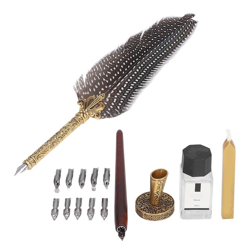 Feather Pen Exquisite Pattern Quaint Texture Comfortable Grip Stainless Steel