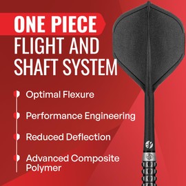 Shot! Darts Flight Deck One Piece Dart Flight and Shaft System, Reduced Deflections, Standard Shaped Flight (350 Micron), Available in Set of 3, Short Length & Black Colour